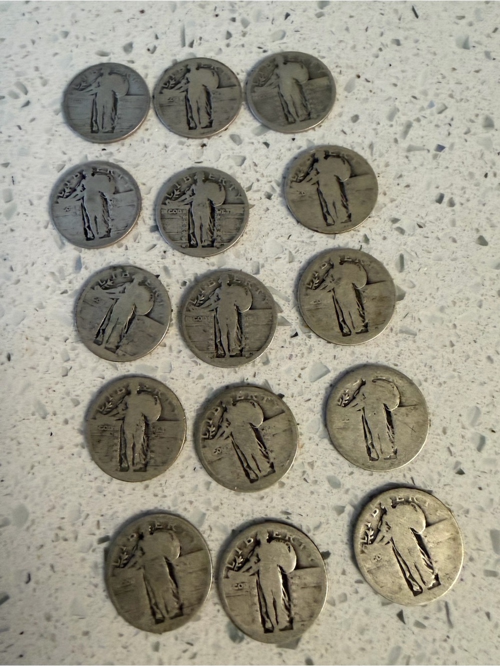 15 Standing Liberty Quarters 90% Silver Vintage U.S. Coin Lot